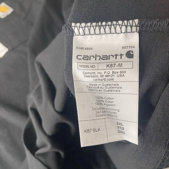 Carhartt Men's 3XL Black Loose Fit Pocket Crew Neck Workwear T-Shirt NWT - Picture 8 of 8